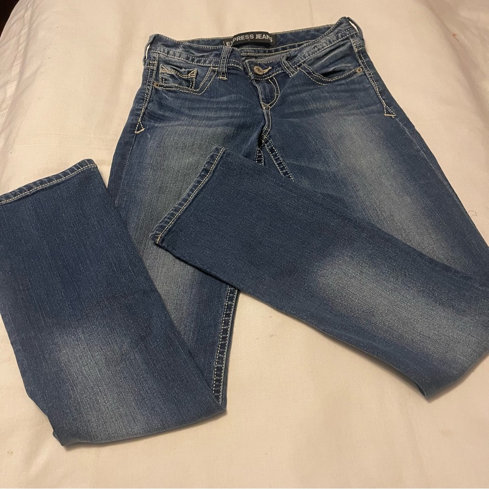 Express Barely boot Stella low rise jeans